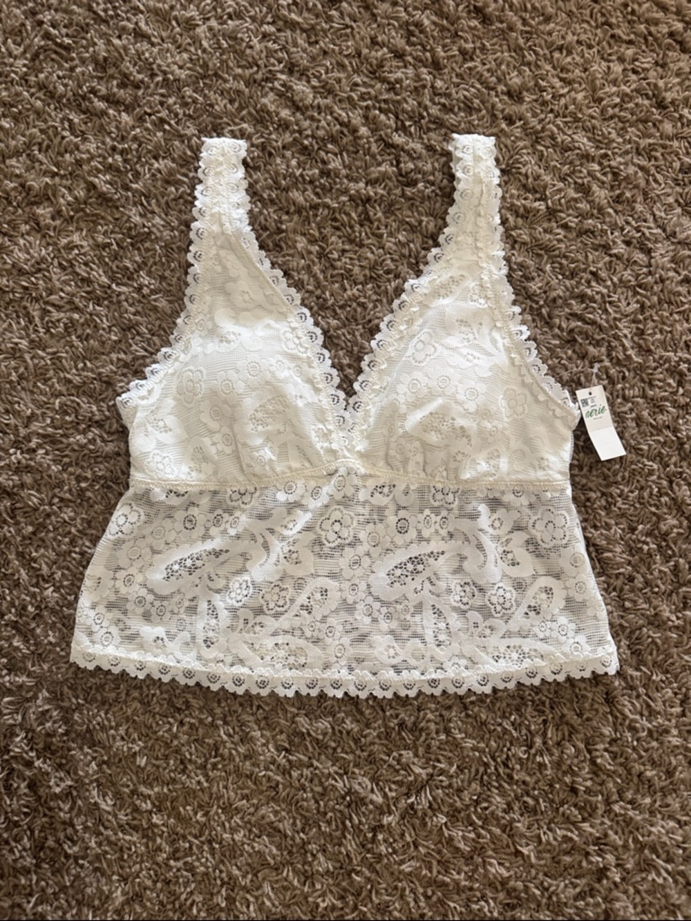 aerie White Lace Longline Bralette